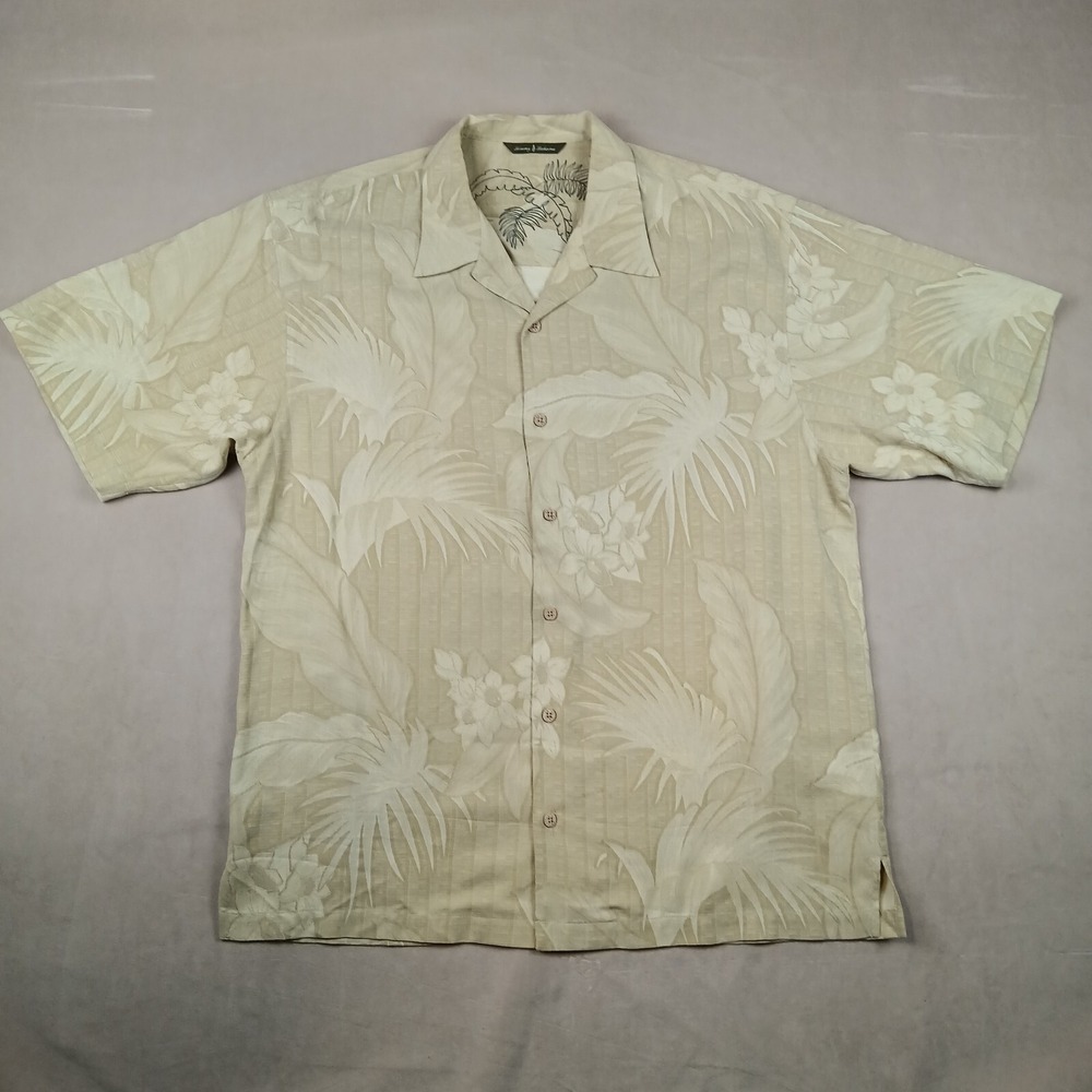 Tommy‎ Bahama Large Mens Shirt Hawaiian Camp Silk Floral 24x30 Has Defect
